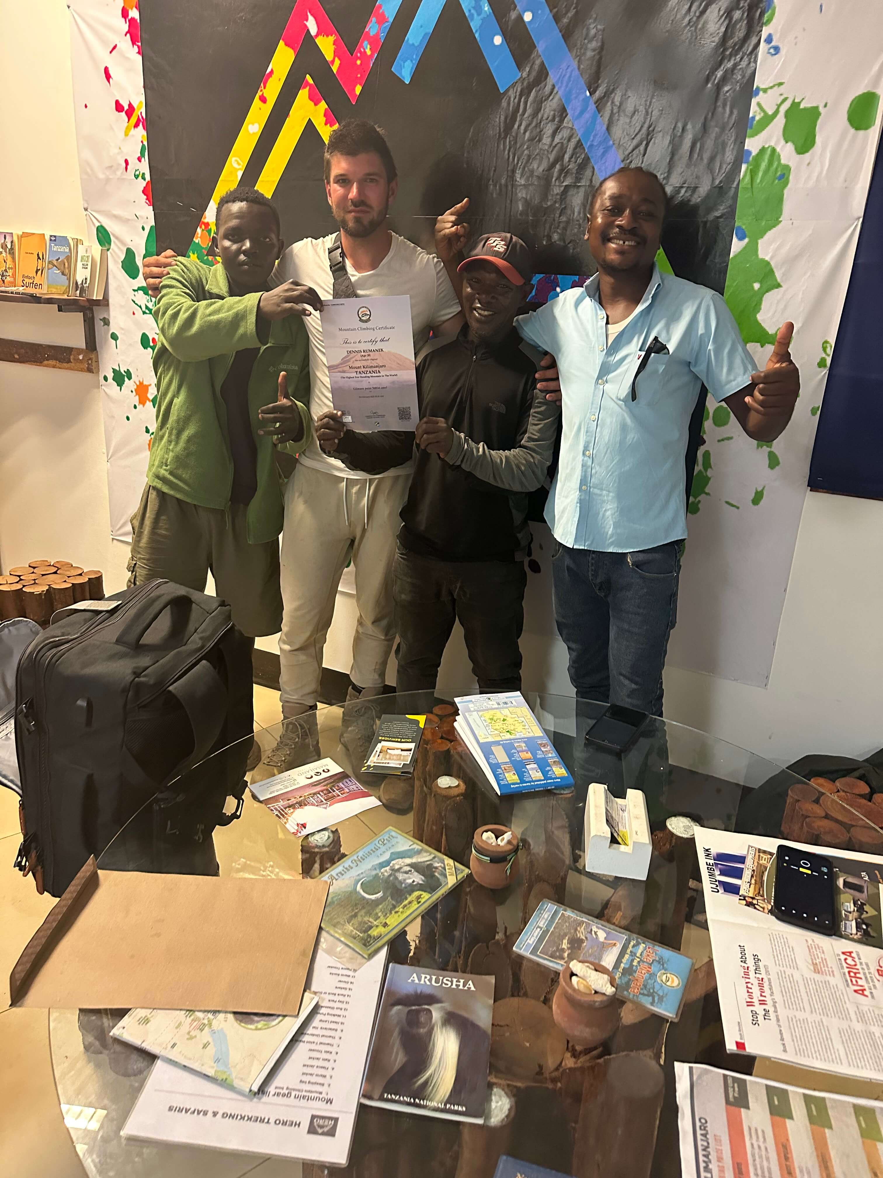 Me, Musa, and Ayubu at basecamp